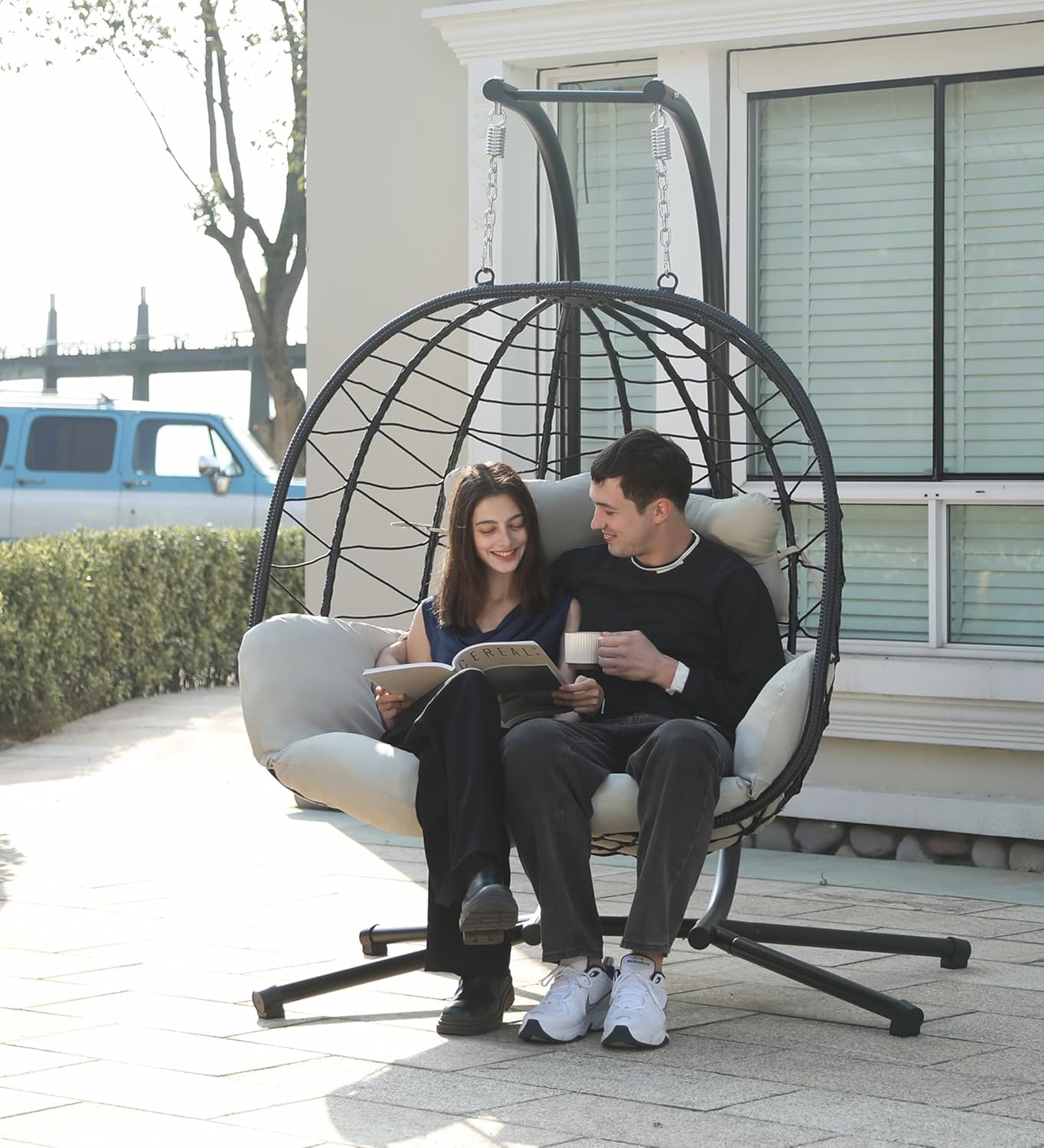 💕 Outdoor Hanging Loveseat – Space-Saving & Stylish